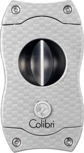 Colibri Cigarrenabschneider V-Cut silber/Carbondruck Kerbschnitt 23mm