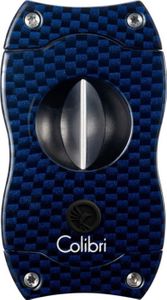 Colibri Cigarrenabschneider V-Cut blau/Carbondruck Kerbschnitt 23mm